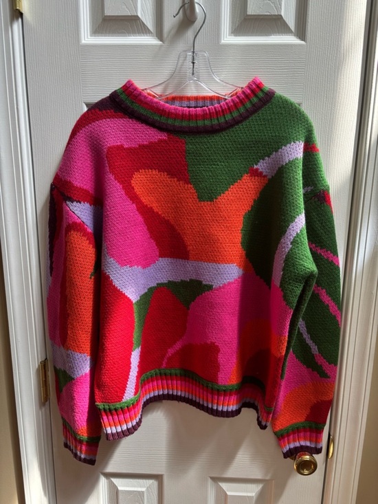 See And Be Seen Sweaters - See and Be Seen Vibrant Colorblock Floral Sweater, Size S (oversized) NWOT